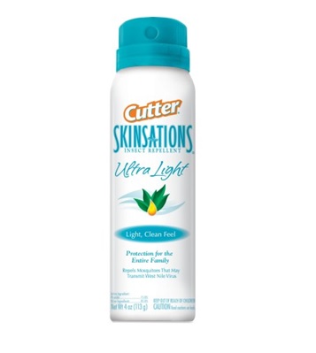Repel: cutter skinsations ultra light insect repellent Con. Spray 4 oz
