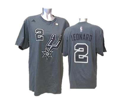 SPURS: UNISEX S/S T-SHIRT-GREY #2 LEONARD ADIDAS MENS SIZES- M, L, XL, 2X