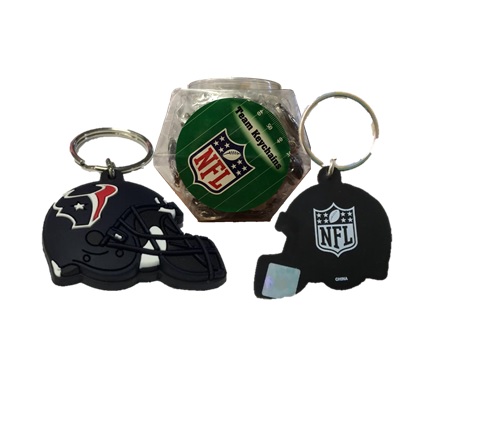 TEXANS: RUBBER HELMET KEYCHAIN 60 PER FISHBOWL DISPLAY