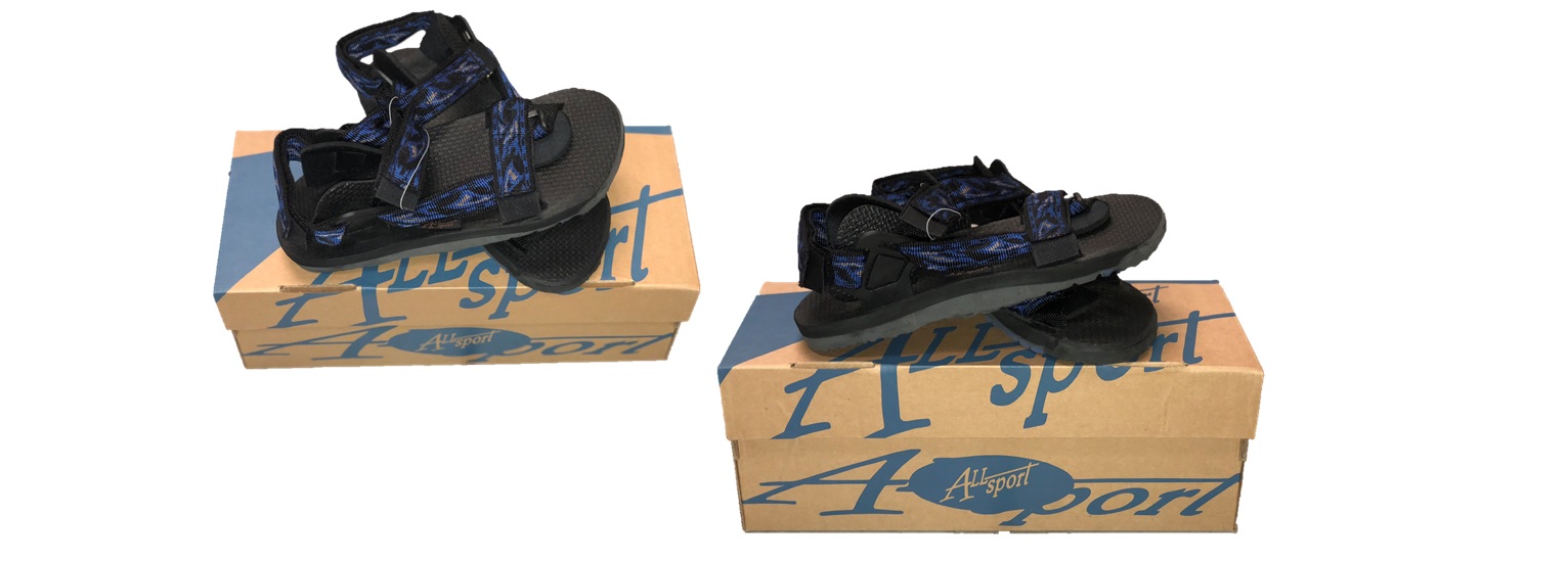 all sports: mens sport sandals (black and blue), available in sizes 4,5.6.7.