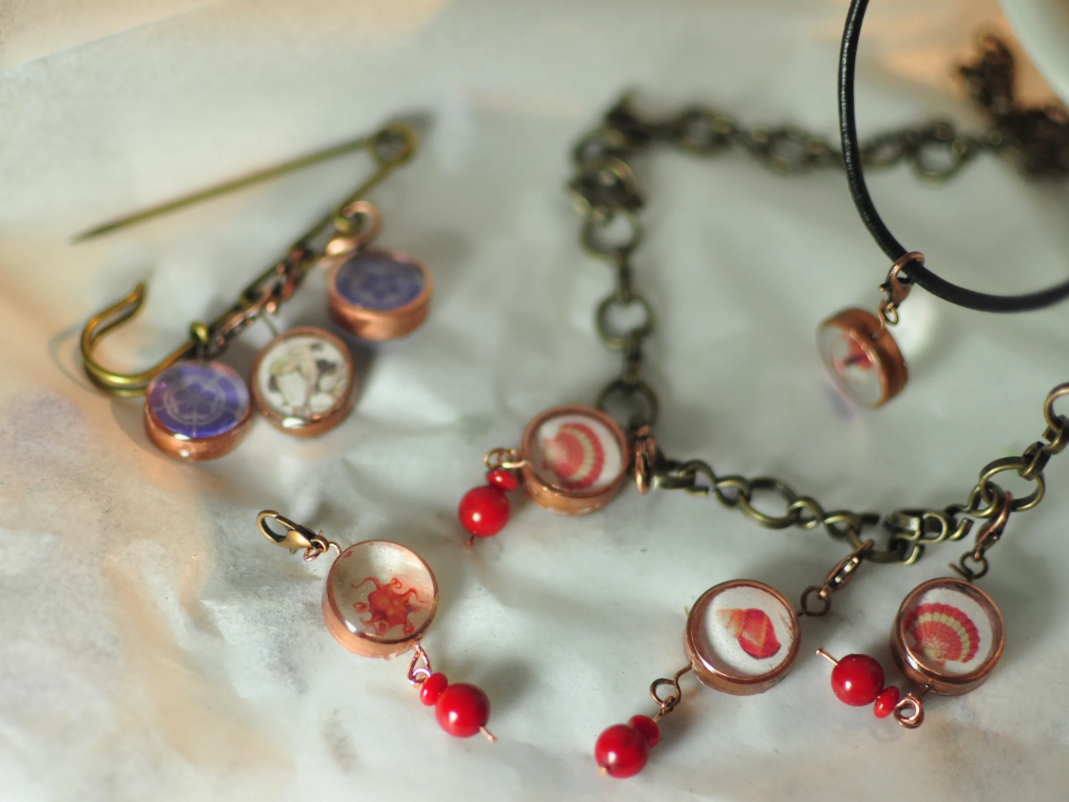 Copper and Resin Necklaces