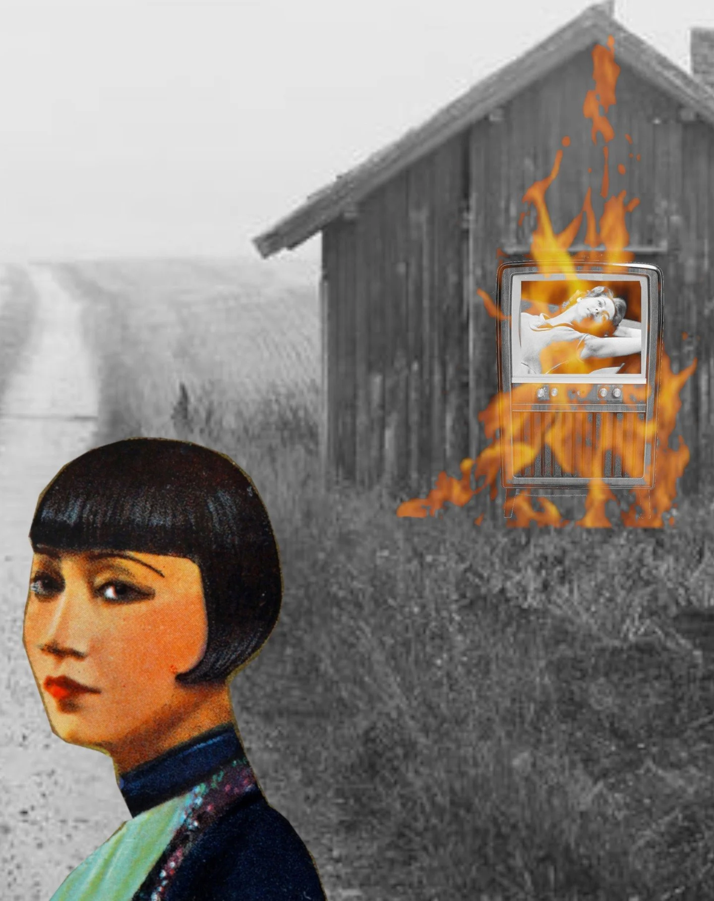 I made this image for the Paris Collage Collective open call for International Women's Day. It is titled War Bride and reflects how I imagine my grandmother and her family might have felt settling in rural America after coming from big city China.
@p