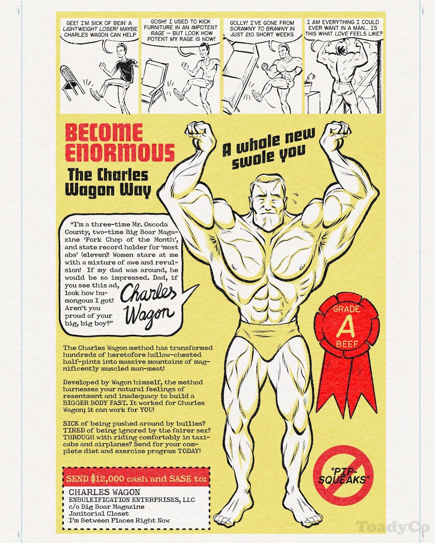I'm still scribbling away at Toady The Kid #1. It has some advertisements in it. This is one of them.

#comicbooks
#makingcomics
#drawing
#comicbookads
#charlesatlas
#bodybuilding