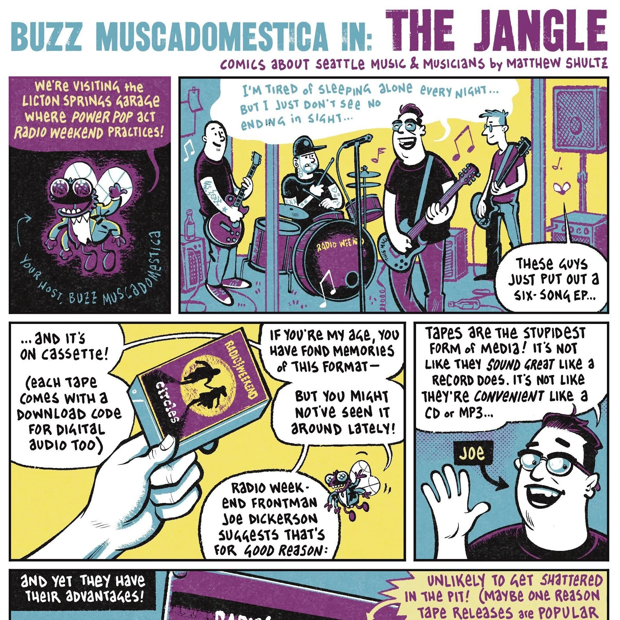 I made another comic about Seattle music for @echothearts

This one&rsquo;s about local rockers Radio Weekend (@radioweekendrocks) releasing their latest EP on cassette. 

You can read the whole thing at evergreenecho.org/comics (link in bio)!