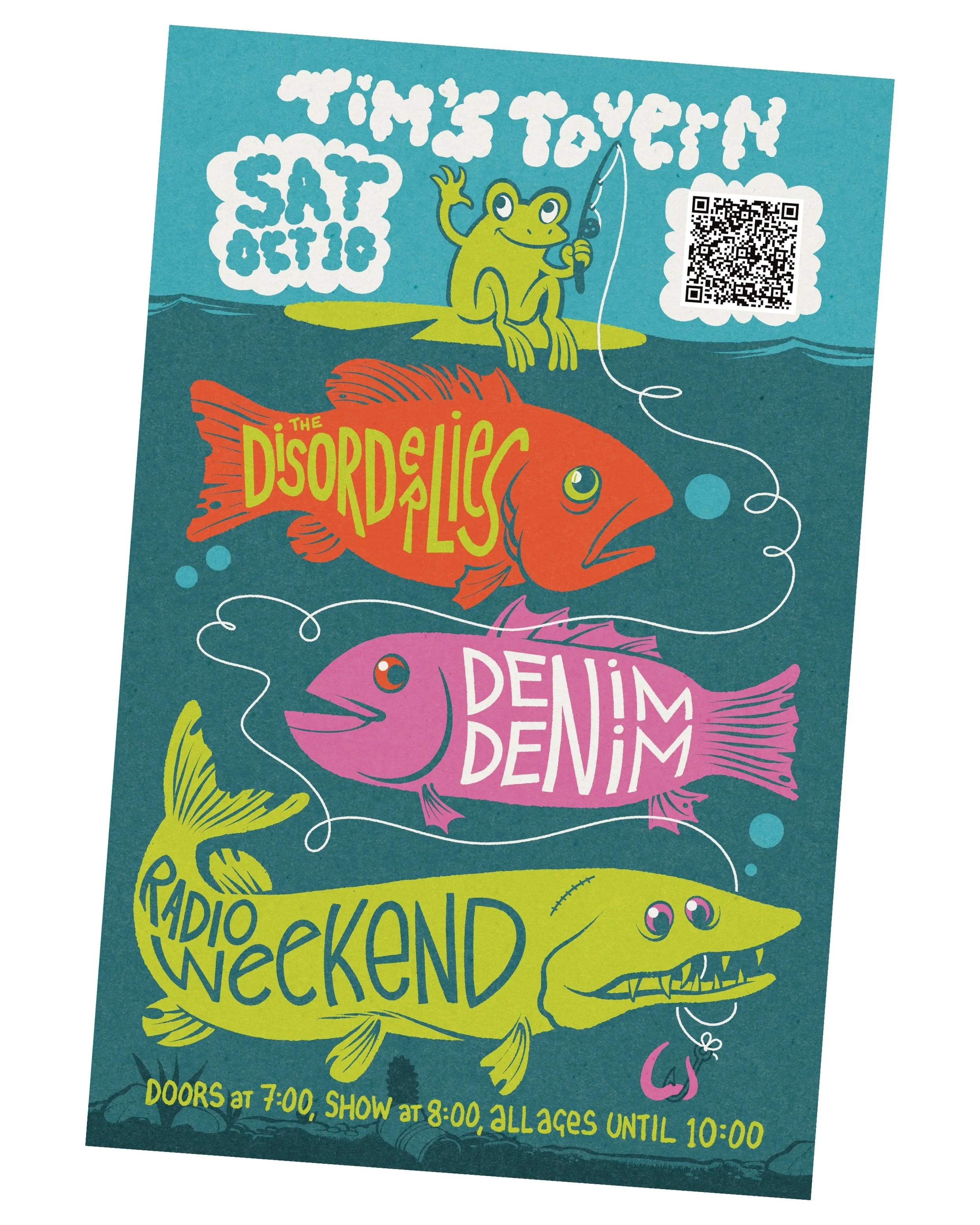 Rock flyer for @radioweekendrocks, the Disorderlies, and Denim Denim

#seattlemusic 
#rockposter