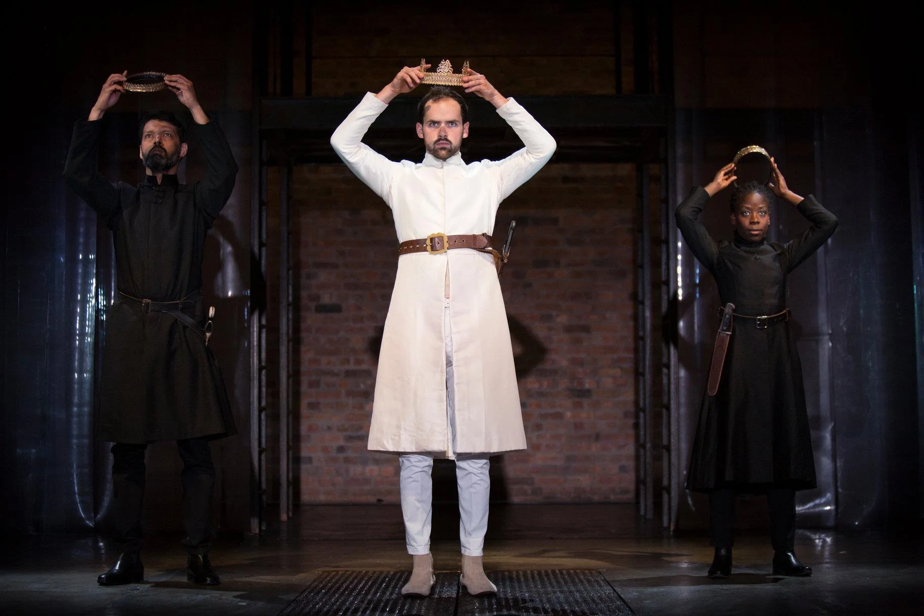 © Ellie Kurttz, RSC (Sagar I M Arya as King of Trebizon, Ralph Davis as Orcanes, and Debbie Korley as King of Syria)