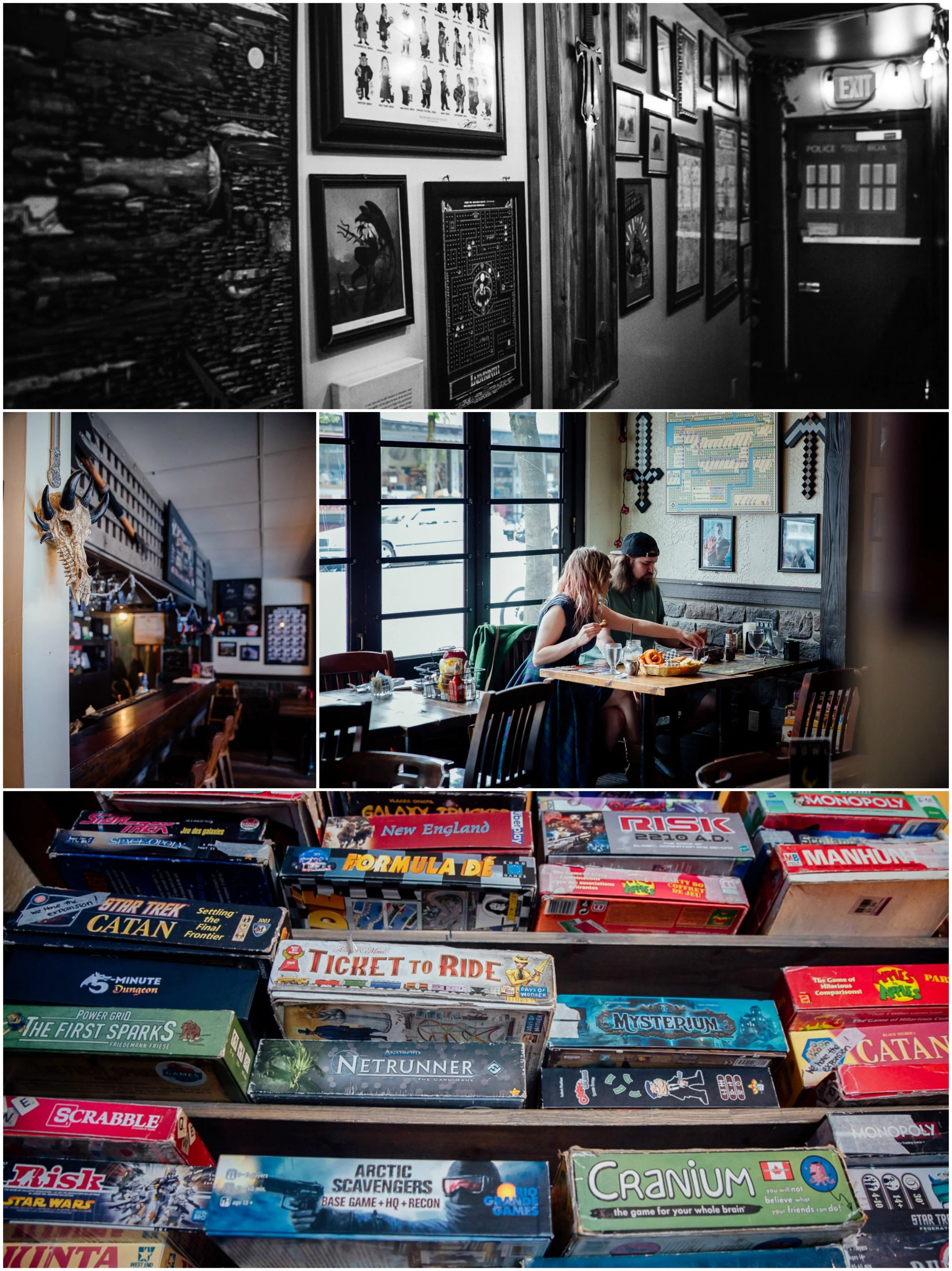 Storm Crow Tavern, Vancouver BC Storm Crow Tavern Documentary Engagement Photography, Nerd Bar, Board Games by Mimsical Photography. Real stories about Real Couples that are just as unique as they are. #unique #vibrant #personality #nerd #princess #ecclectic #gamer #couple #tavern #vancouver #candid #storytelling