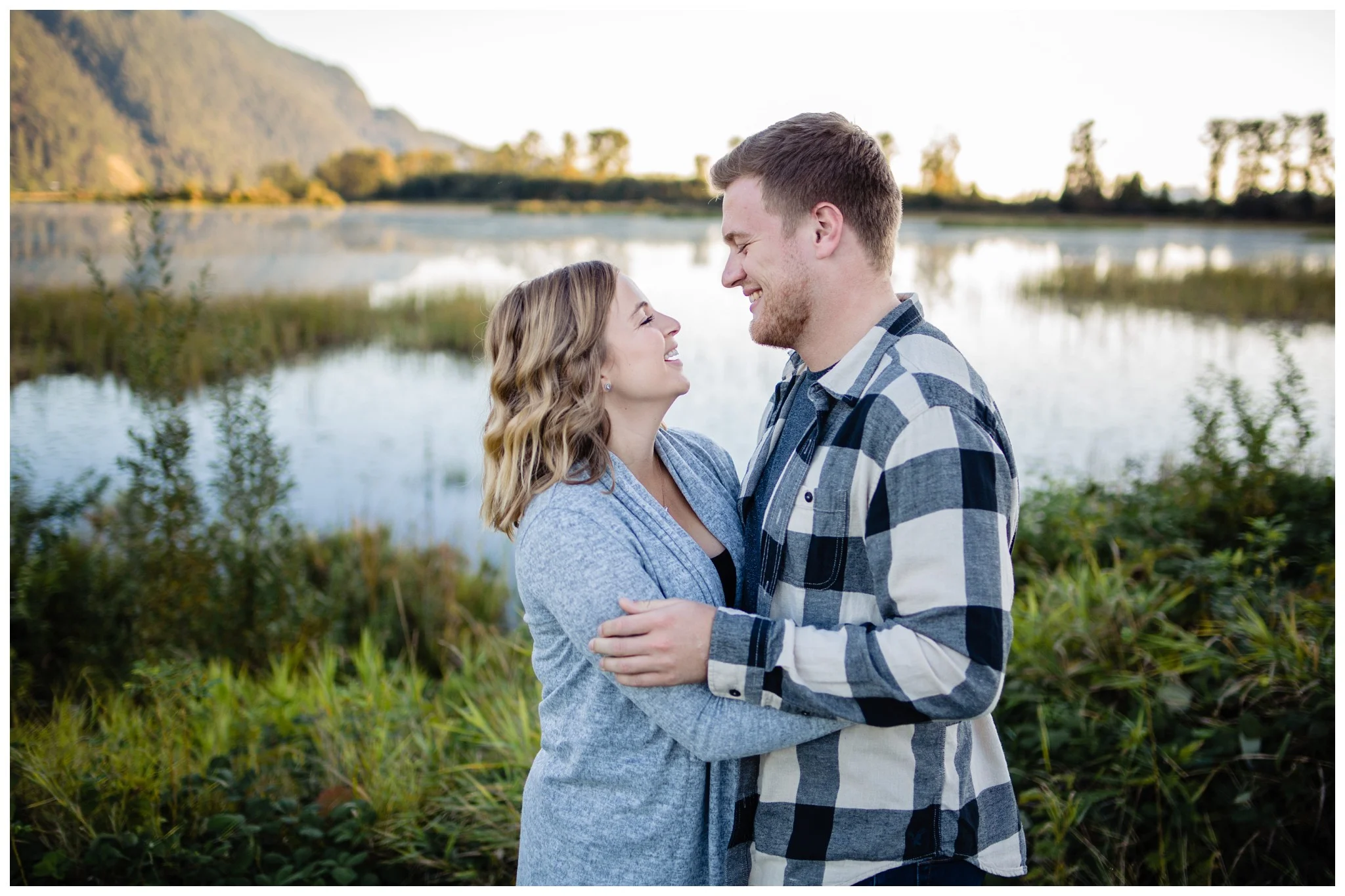 Pitt Lake Pitt Meadows Engagement Photographer Romantic Couple Mountains Lake Black Jean Sunset Flash Fall Fun Photos_0090.jpg