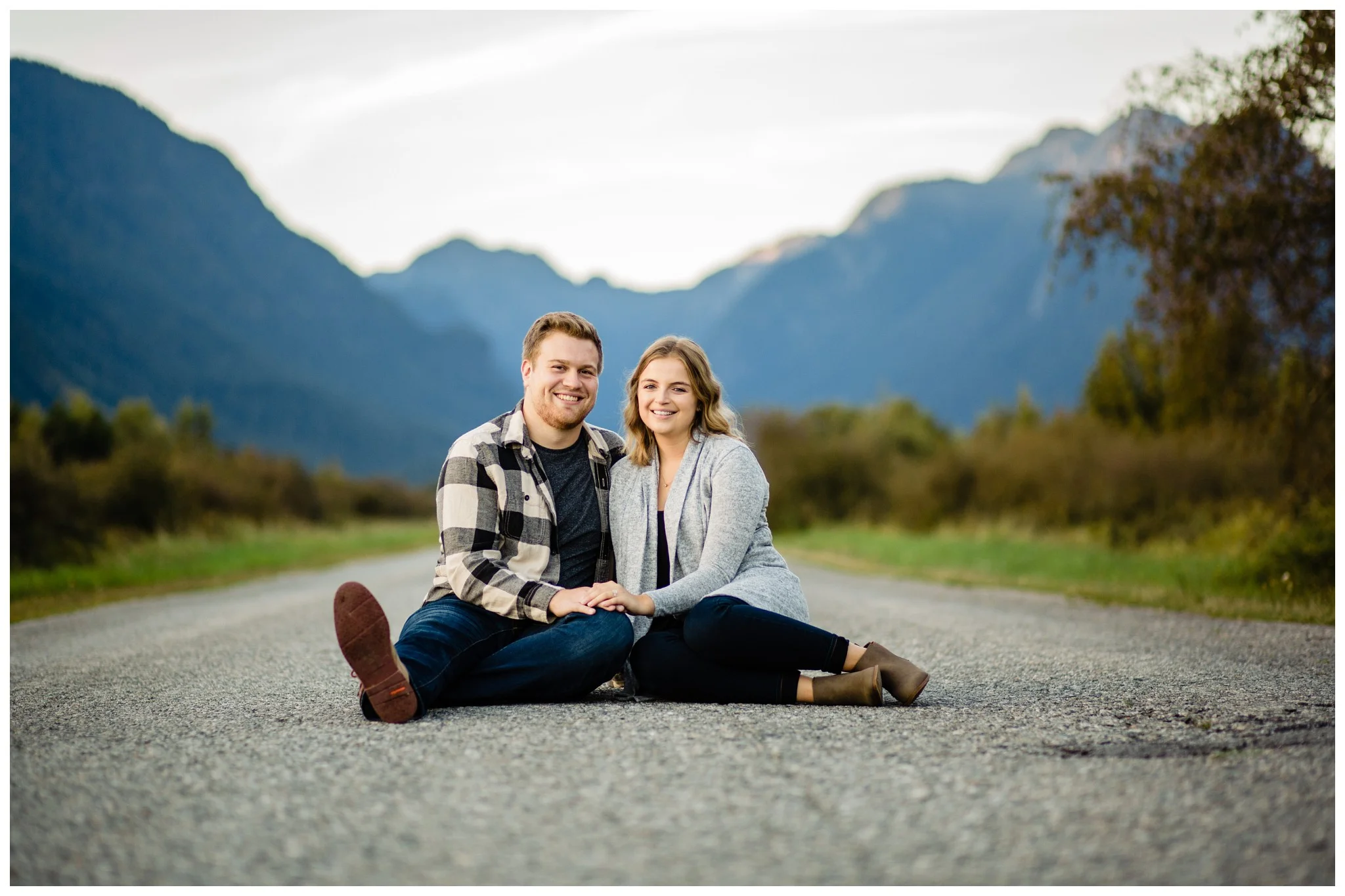 Pitt Lake Pitt Meadows Engagement Photographer Romantic Couple Mountains Lake Black Jean Sunset Flash Fall Fun Photos_0098.jpg