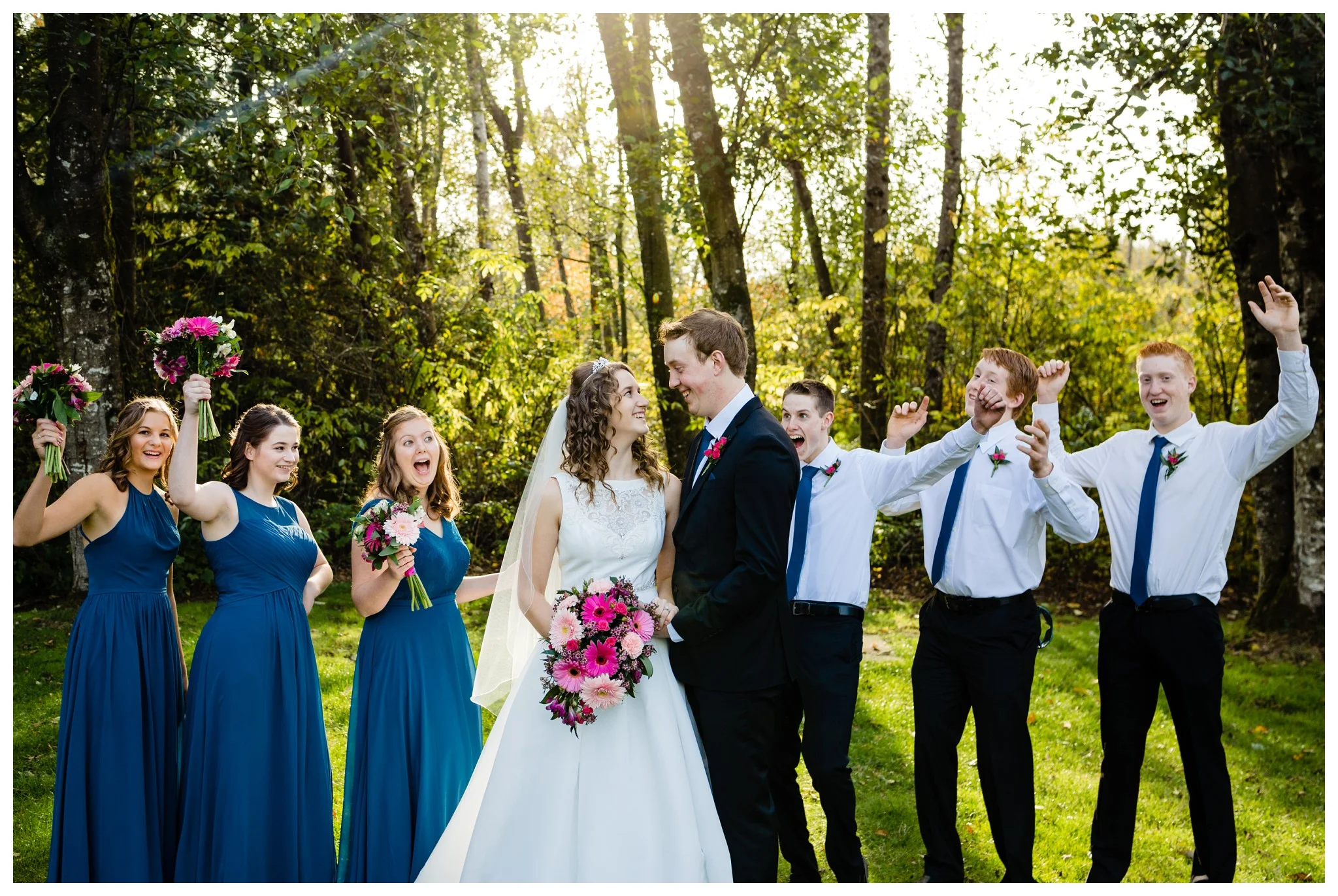 Aldergrove Park Christian Church Wedding Photography Pink Flowers Blue Bridesmaid Dress Fall_0105.jpg