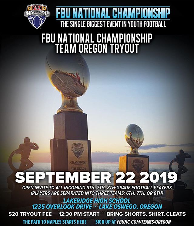 Represent your state, against the best in the nation! Get signed up today!!! #FBU #PathToNaples #TeamOregon
