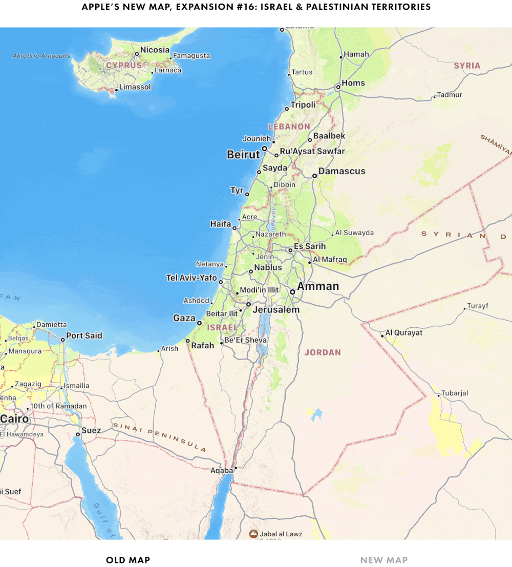 Apple S New Map Expansion 16 Saudi Arabia Israel Palestinian Territories Now In Testing