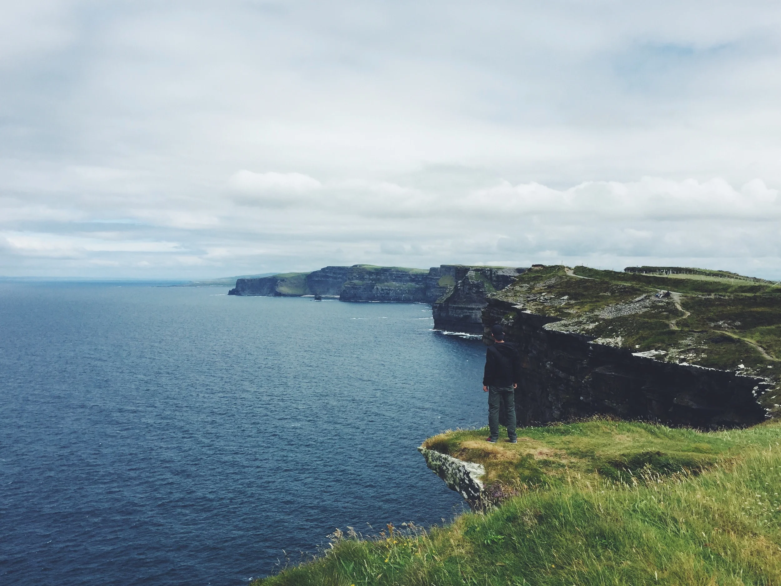 Looking at the Cliffs of Moher from the south.
