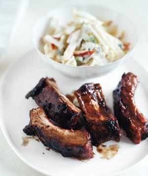 BBQ Ribs via Food.com and Apple Slaw via Real Simple