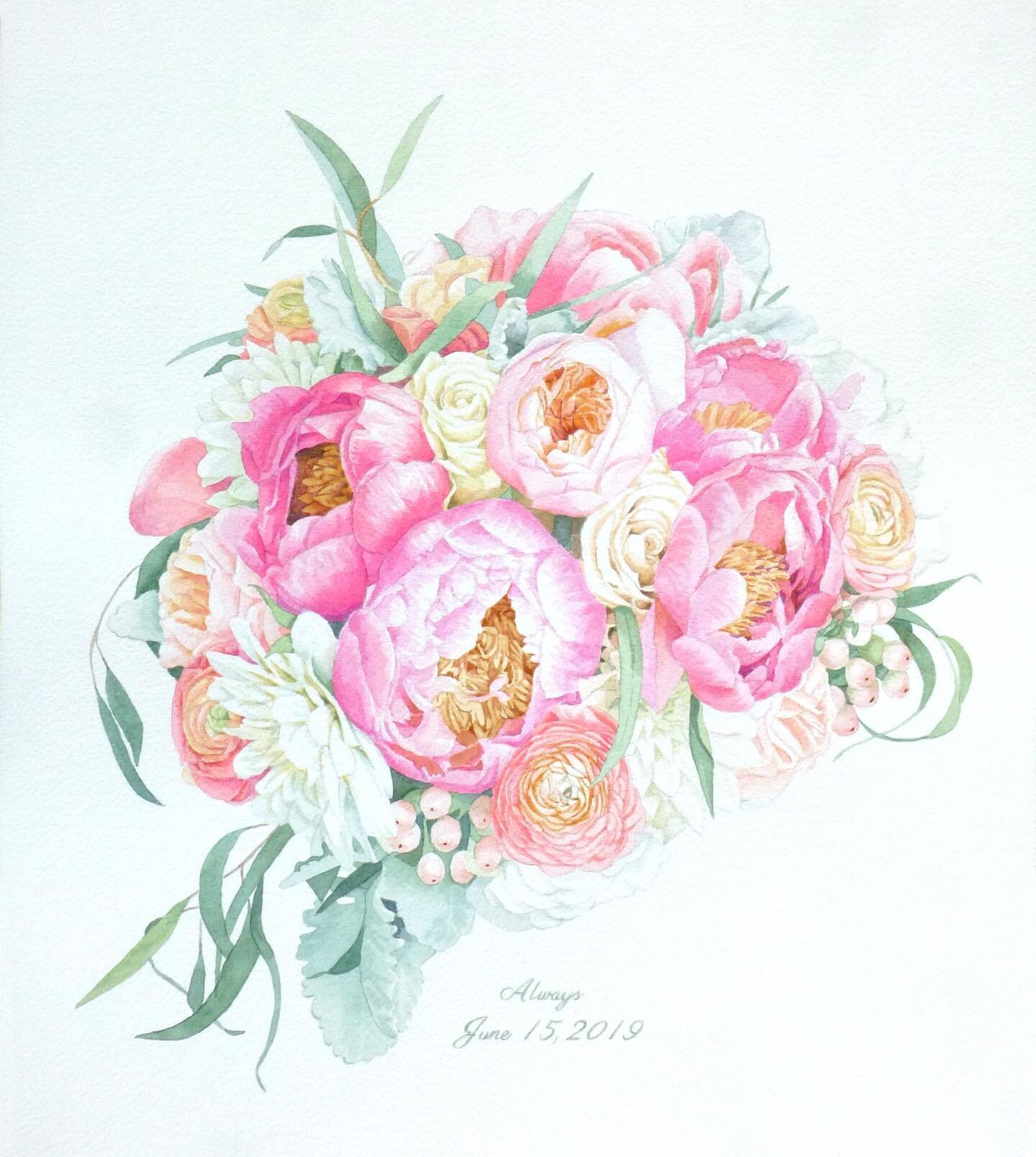 Spending this cold, snowy day thinking about all those beautiful summer bouquets! I love the big dramatic peonies in this one. 🥰🌸

#watercolorpainting #watercolorart #watercolorflowers #peonybouquet #weddingbouquet #weddingbouquetpainting #bridalbo