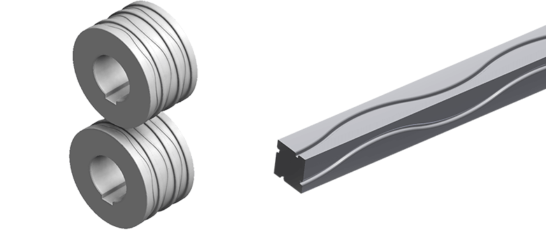Set of Square Bar Embossing Rollers 302 NOA60