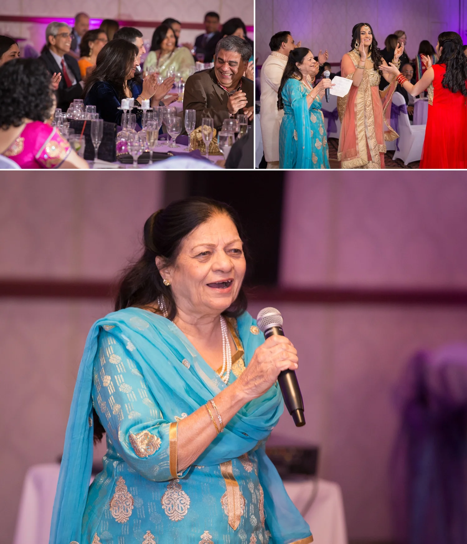 Speech and song by groom's mom. 