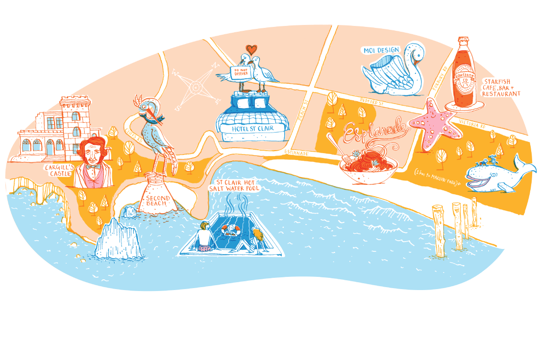 Jetstar magazine: Postcode - feature on St Clair, Dunedin NZ