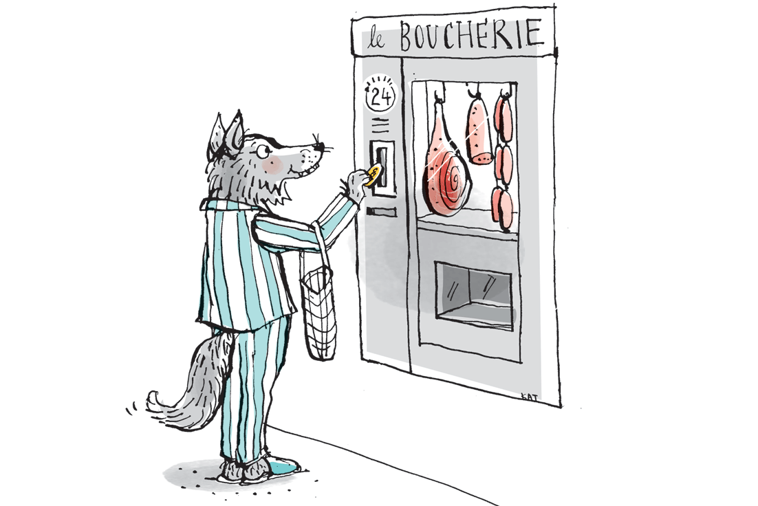 Taste magazine: True story. A Parisian butcher has installed a vending machine outside his shop selling gourmet cuts of raw meat. Now his carnivorous customers can satisfy their meaty cravings 24/7.