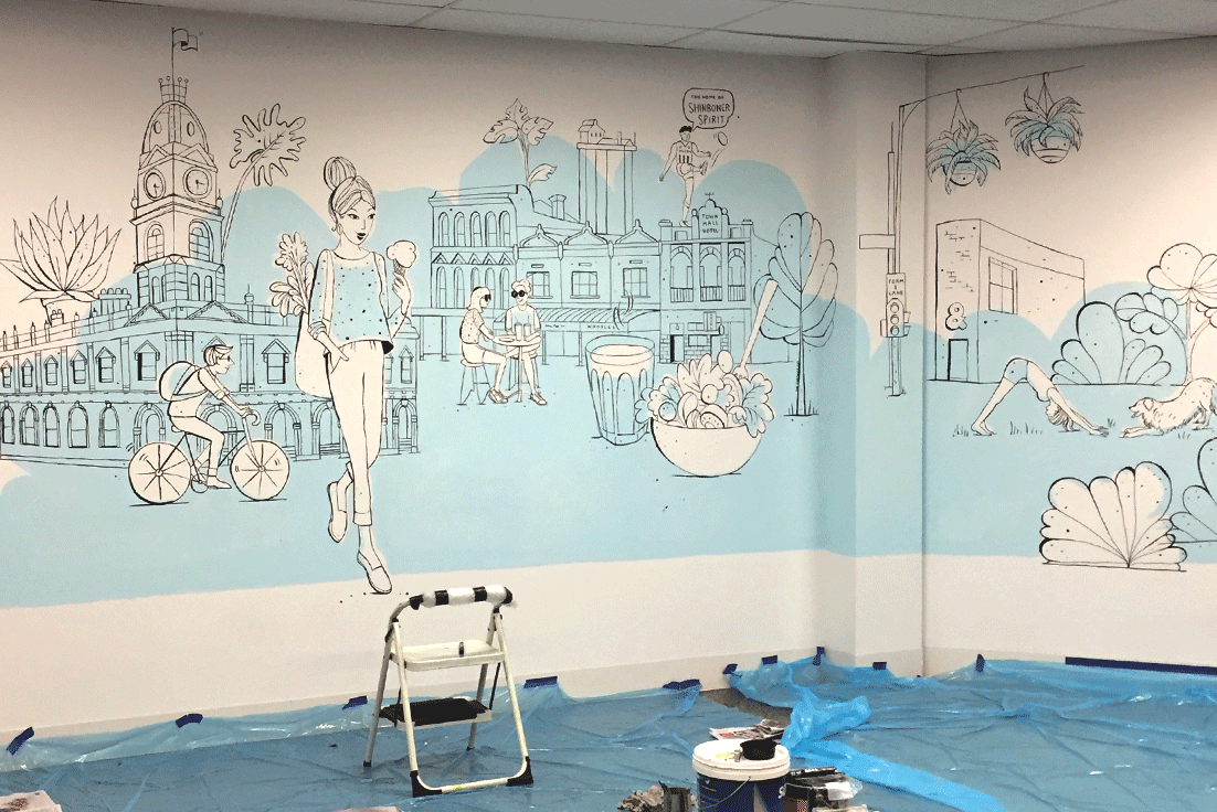 GDJ&Co: North Melbourne Lyfe - hand painted interior wall