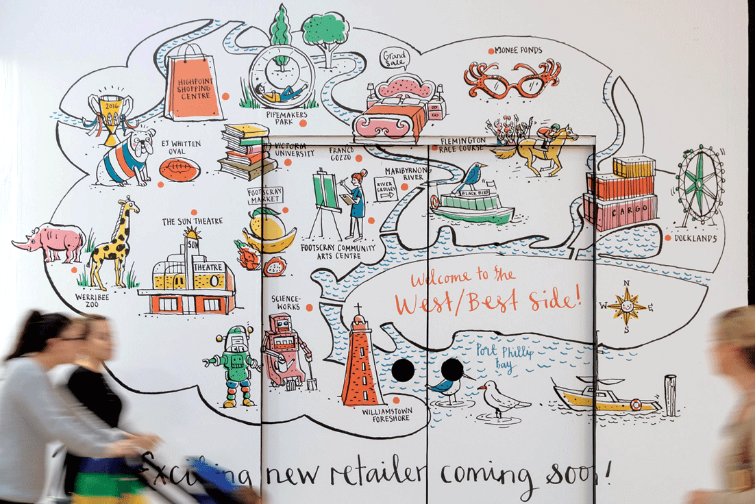 Highpoint: suite of illustrations for shop hoardings