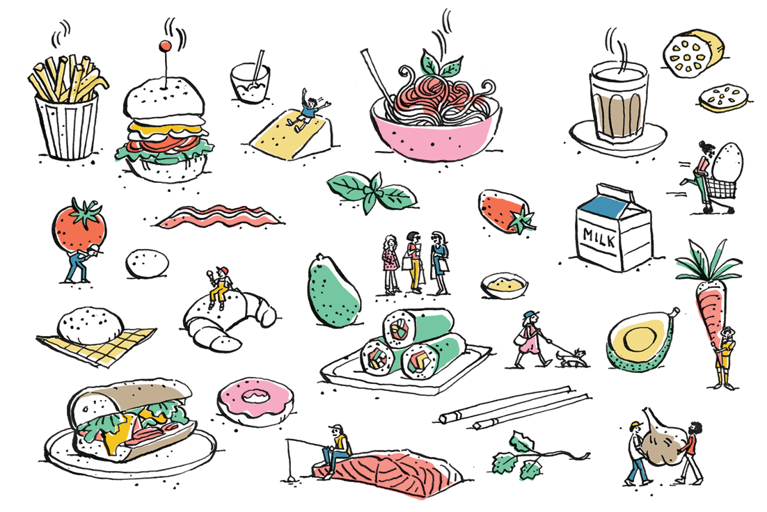 Highpoint: suite of illustrations for shop hoardings