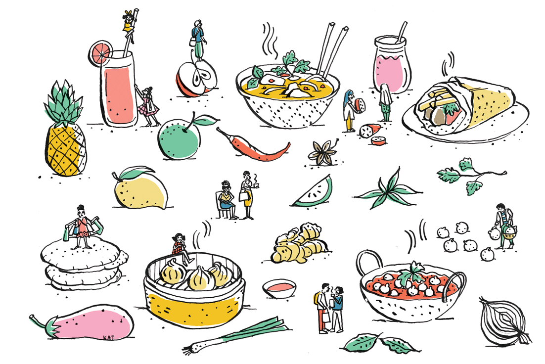 Highpoint: suite of illustrations for shop hoardings