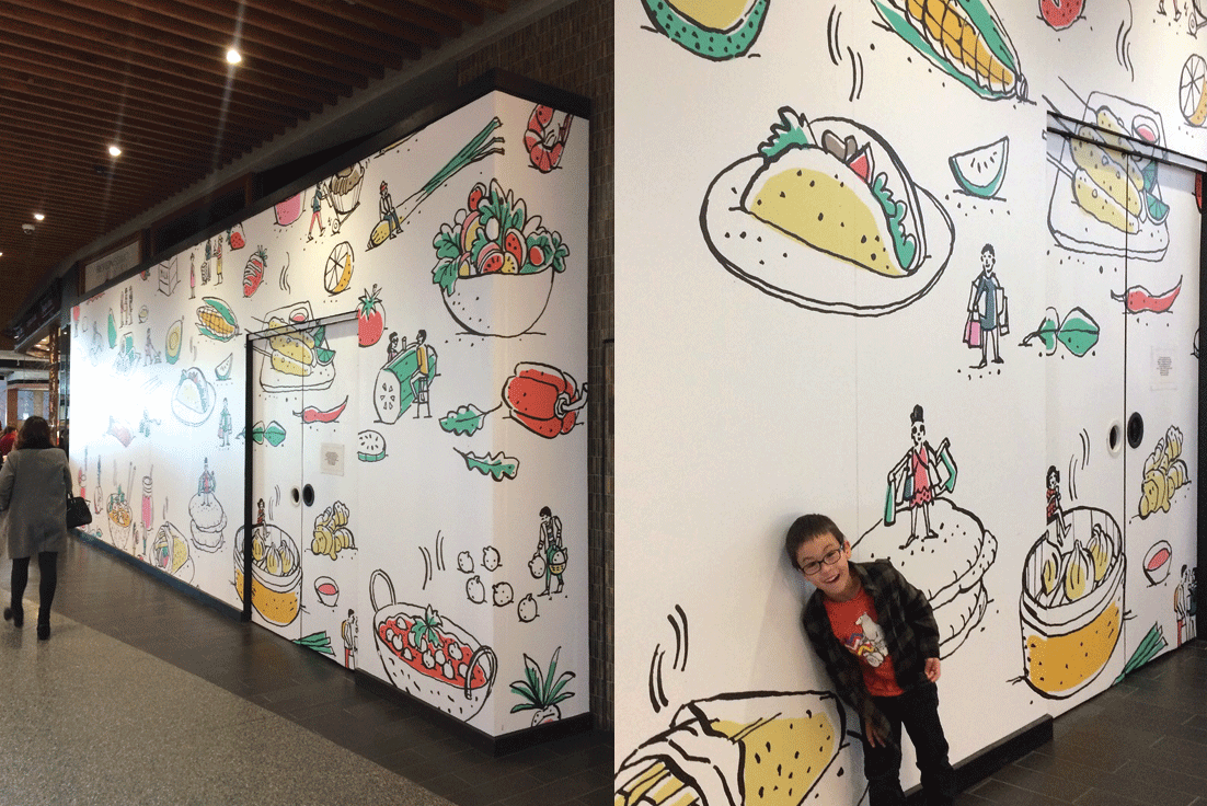 Highpoint shopping centre: shop hoardings