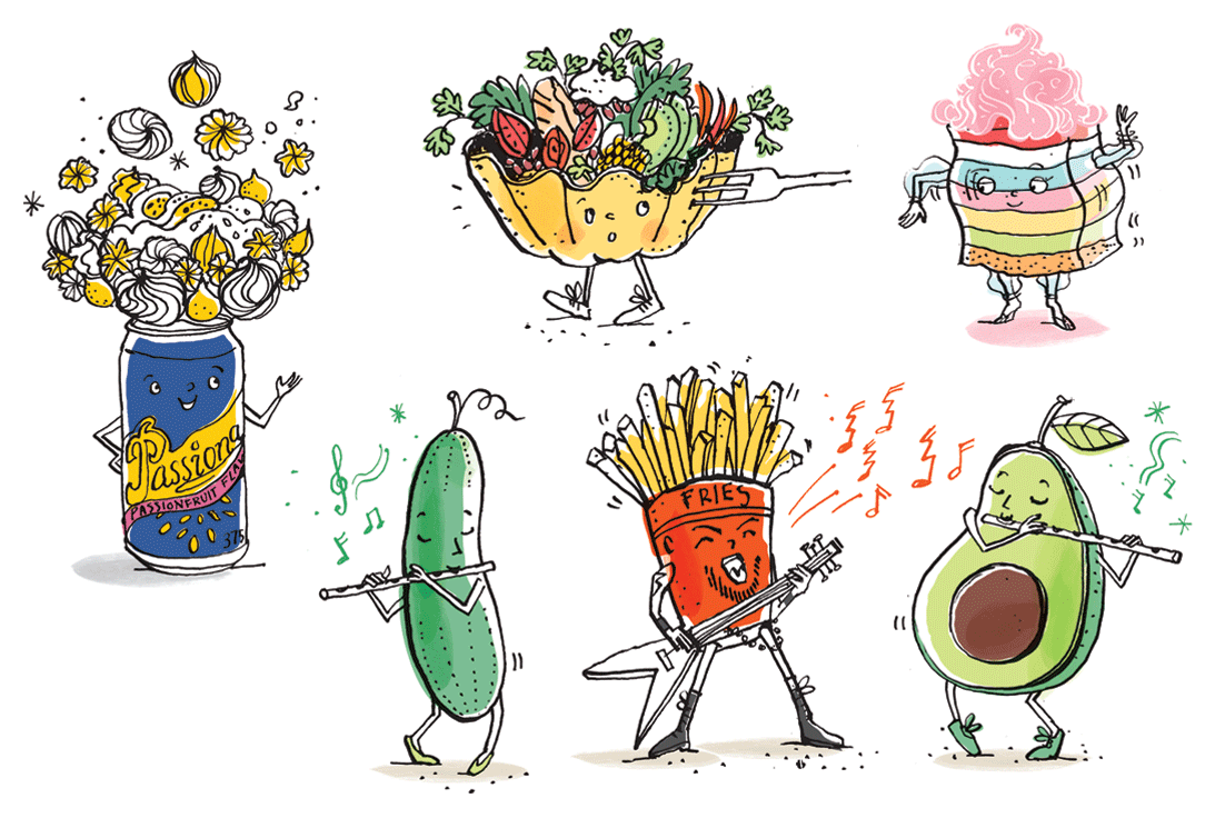 Taste magazine: miscellanious foodie spot illos