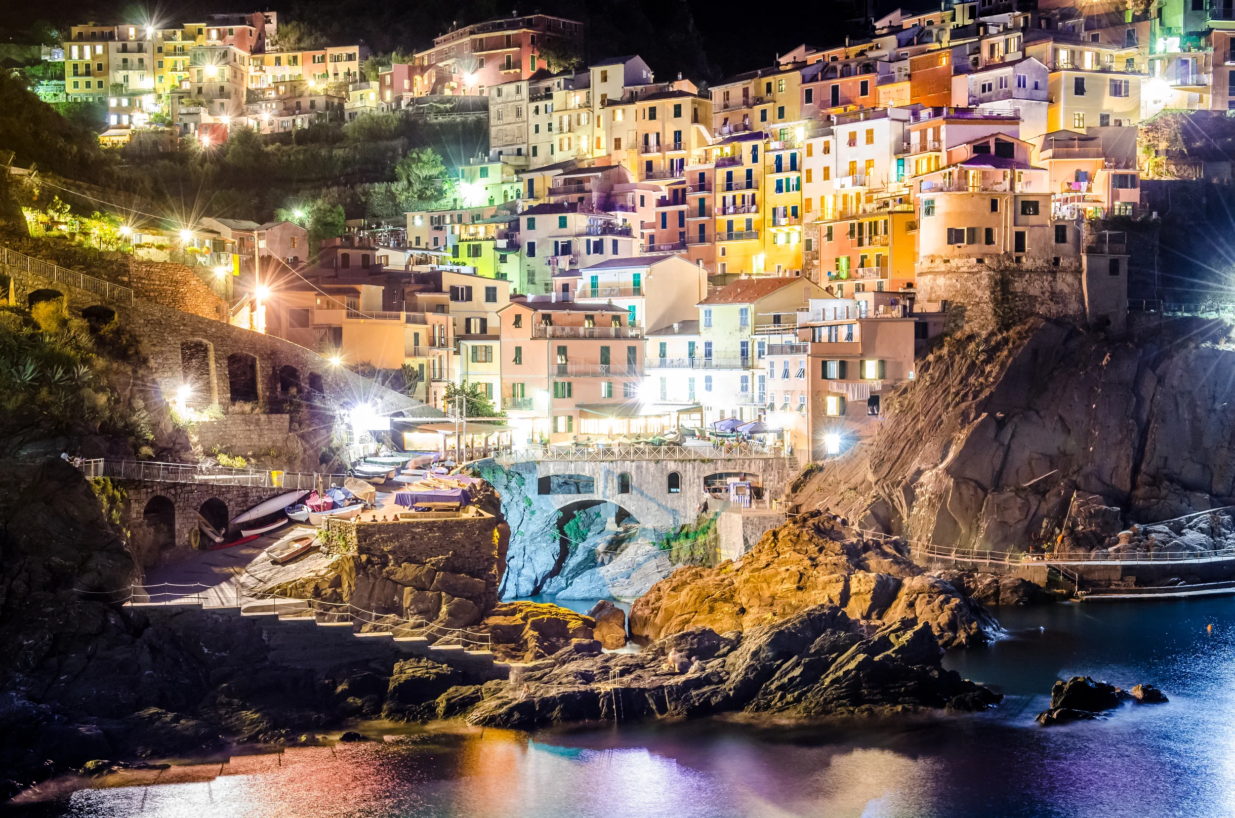 Night View of Colorful Village