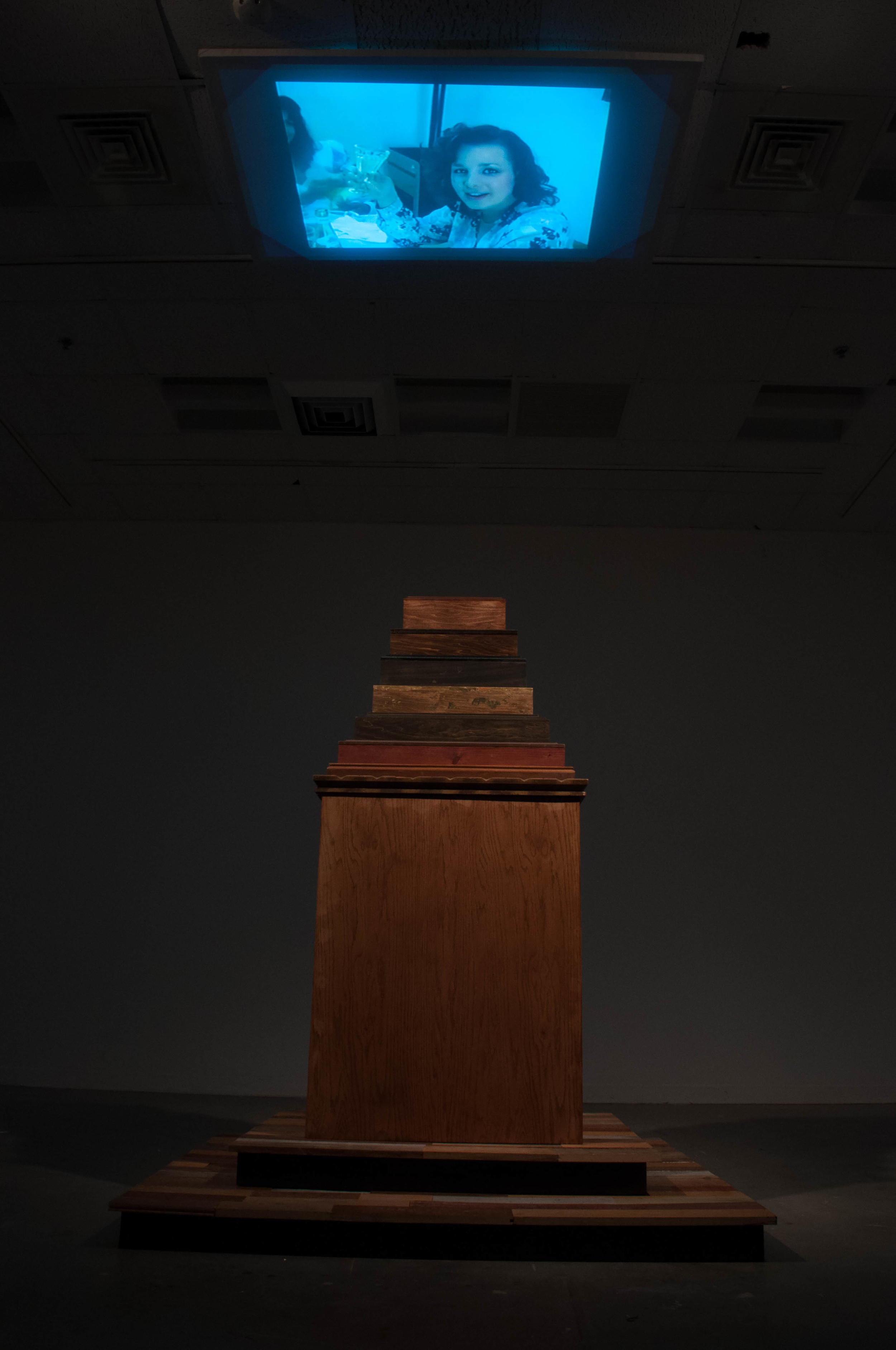   2015    Found frames and wood, projector, video.&nbsp;    6'x4'x7'  