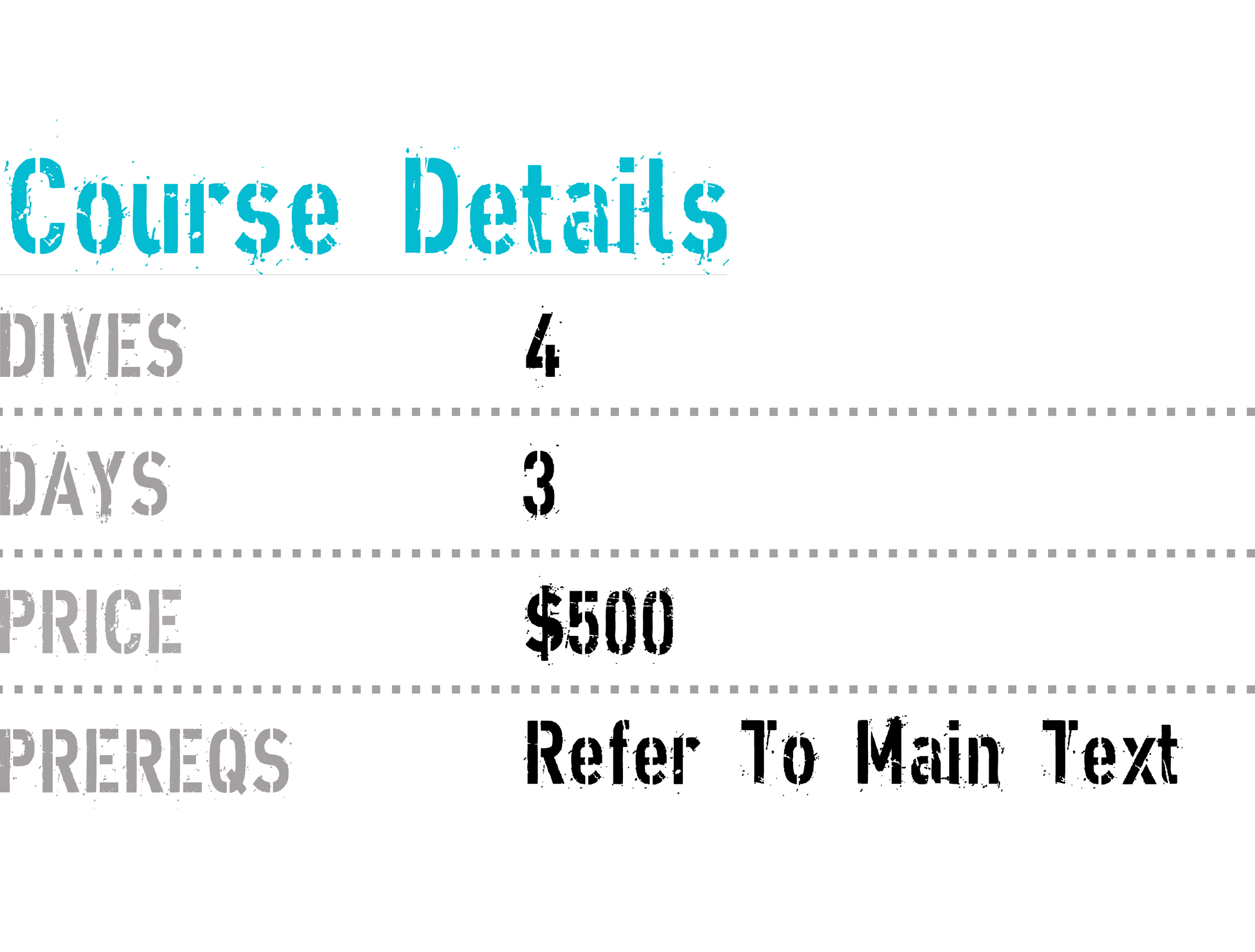 this is a picture of the price list for decompression procedures with coconut tree divers and the roatan tec center in roatan.