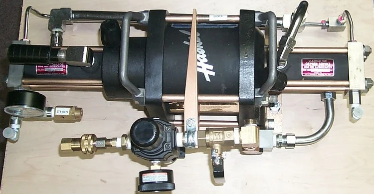 Helium and Oxygen compatible Haskel booster pump.