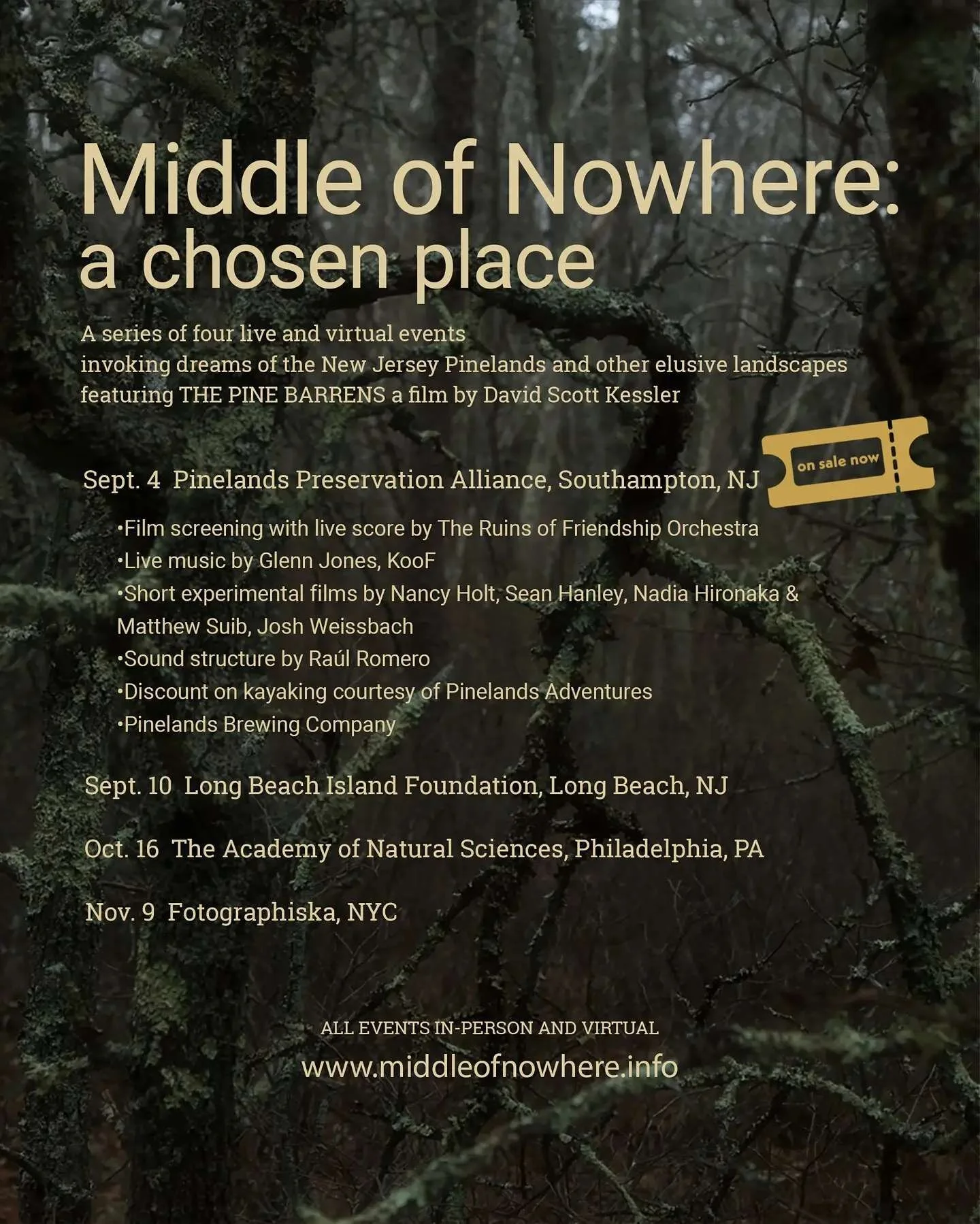 Here's your chance to see the film scored live!
After two (very long) years, The Pine Barrens is back with a series of screenings, most of them scored live by the fantastic Ruins of Friendship Orchestra.
Not only that, but we have developed partners