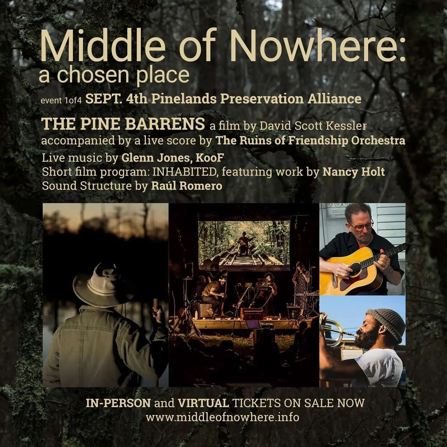 Middle of Nowhere: a chosen place
At Pinlands Preservation Alliance @pinelandsalliance
In-person and virtual ticket link in bio
Middle of Nowhere is a multimedia event questions and celebrates our relationship with the natural world curated by David