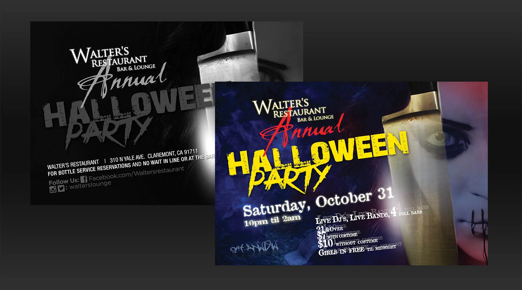 Walter's Restaurant Annual Halloween Event Promotion Card