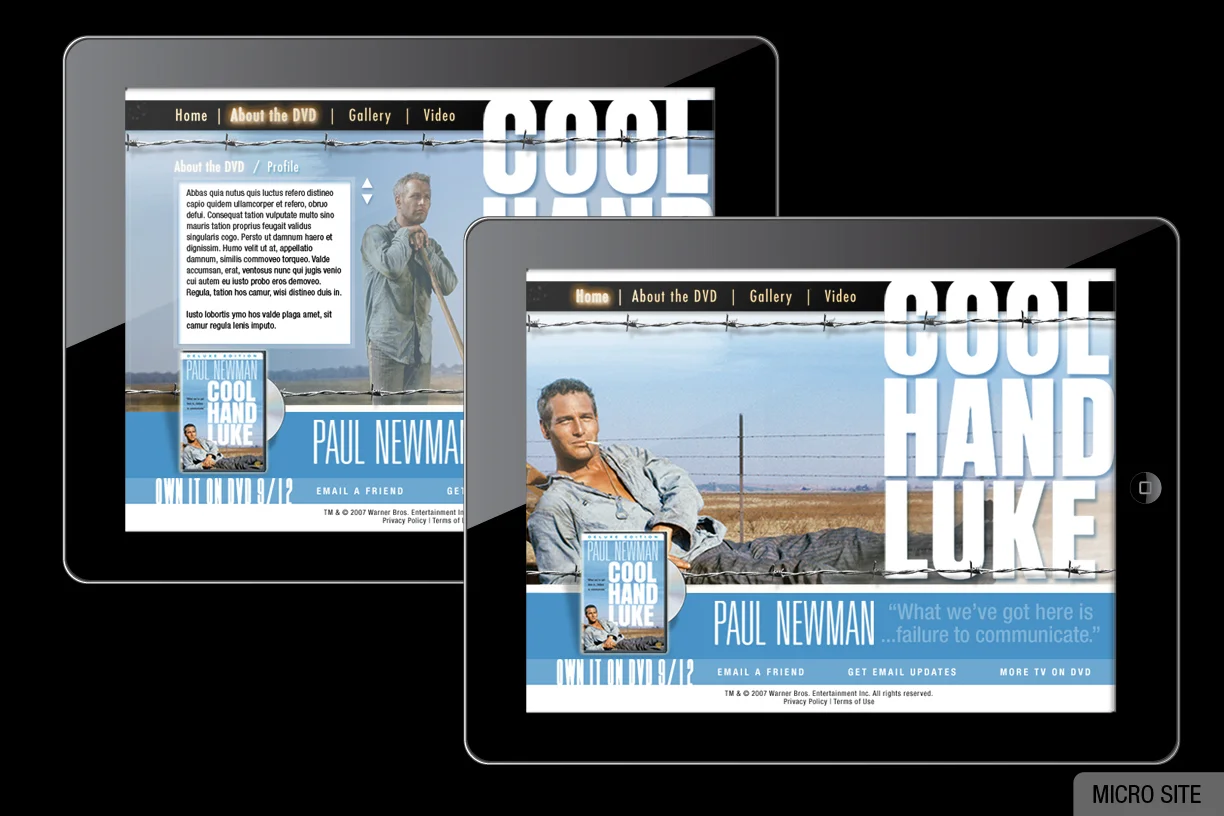 Cool Hand Luke DVD Release Front End Site Design