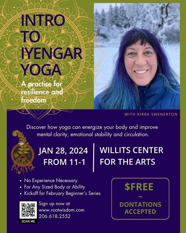 Join me Jan 28th for a FREE Intro to Iyengar Yoga workshop in beautiful Willits, CA