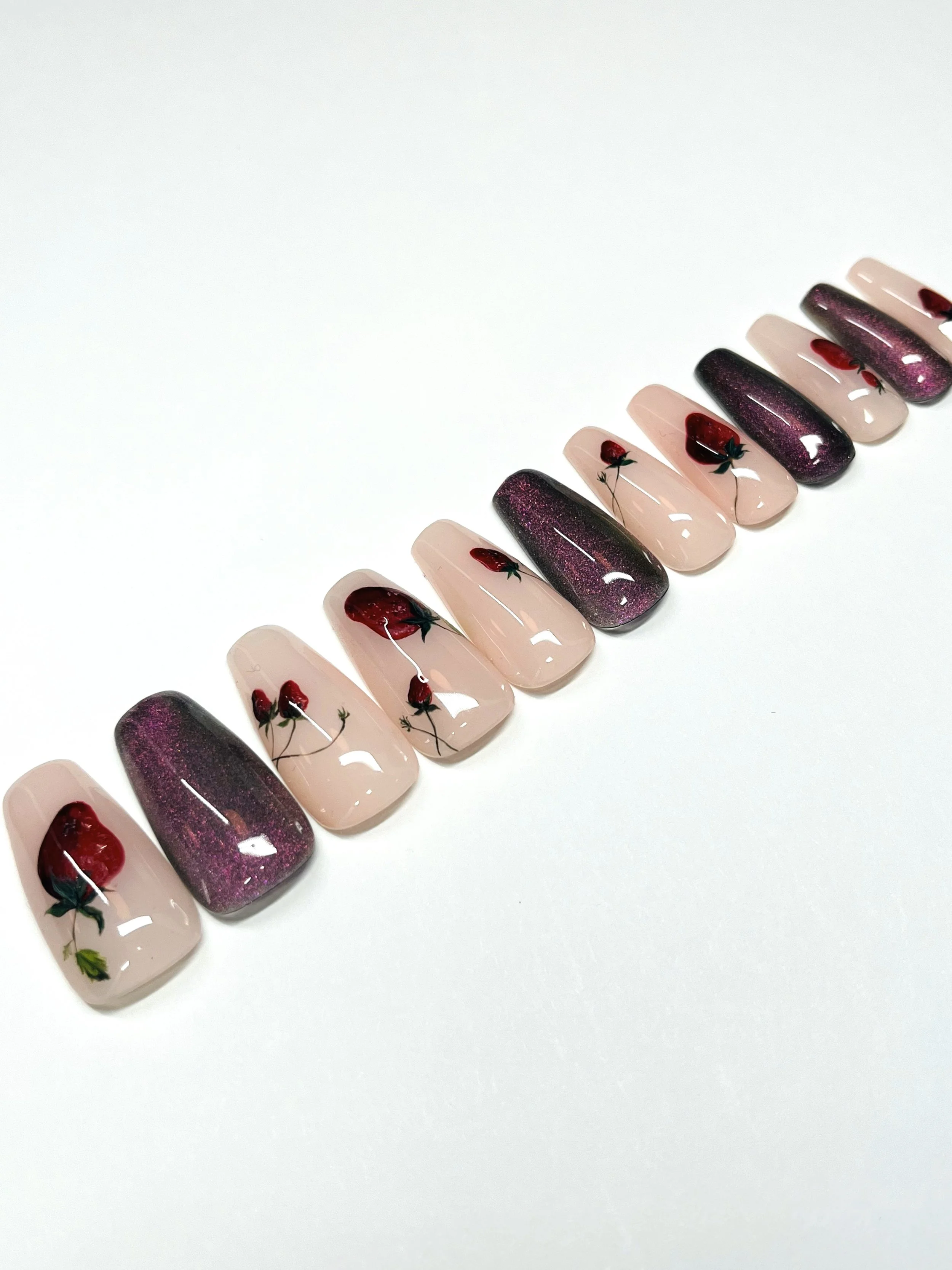 Strawberry Dream Apres Gel-X Press Ons (Coffin Medium)