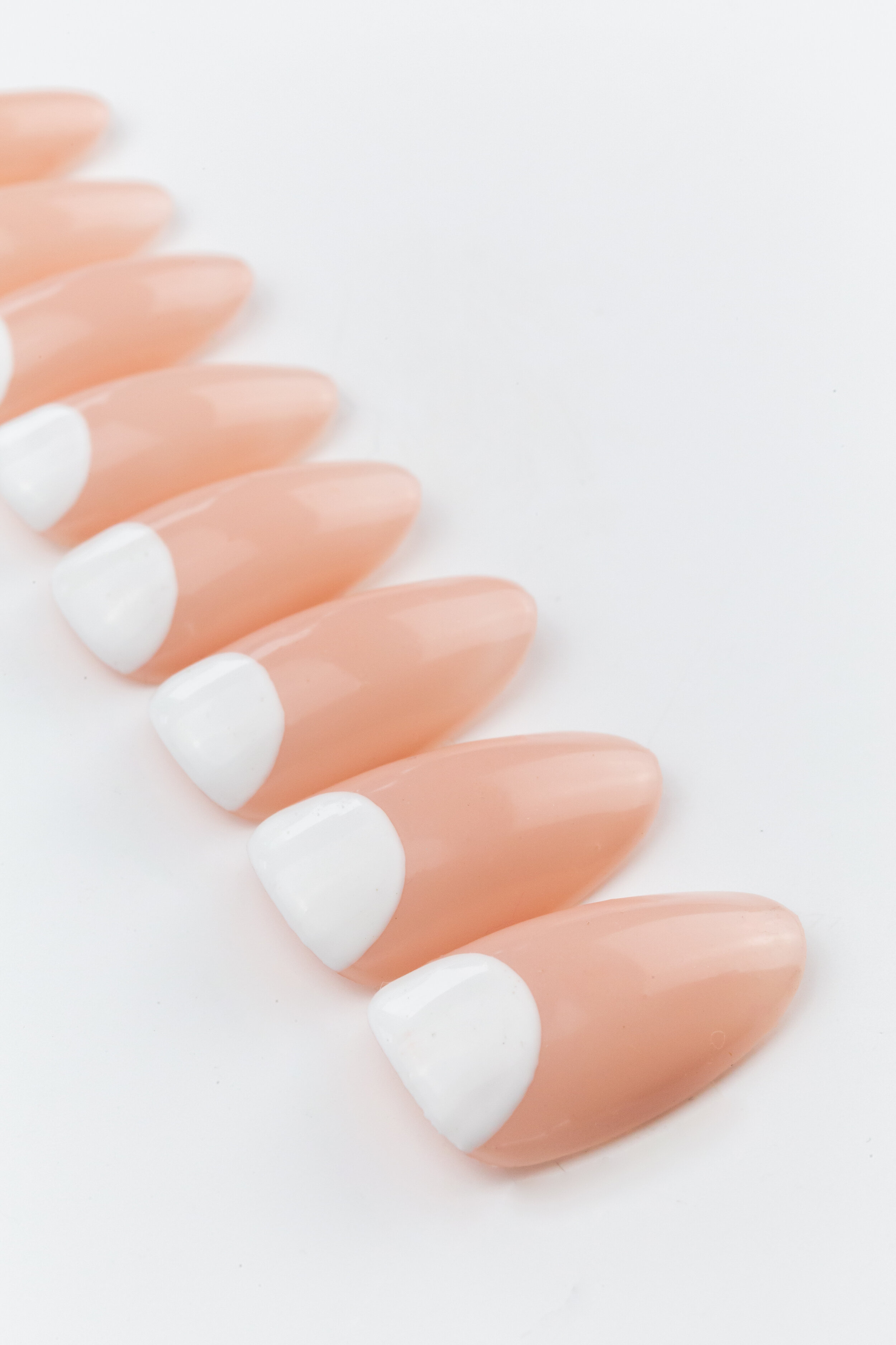 Pink Orange Fake Nails Short Half Moon Designs Press On Nails Glossy Faux  Ongles Court Reutilisable 24pcs