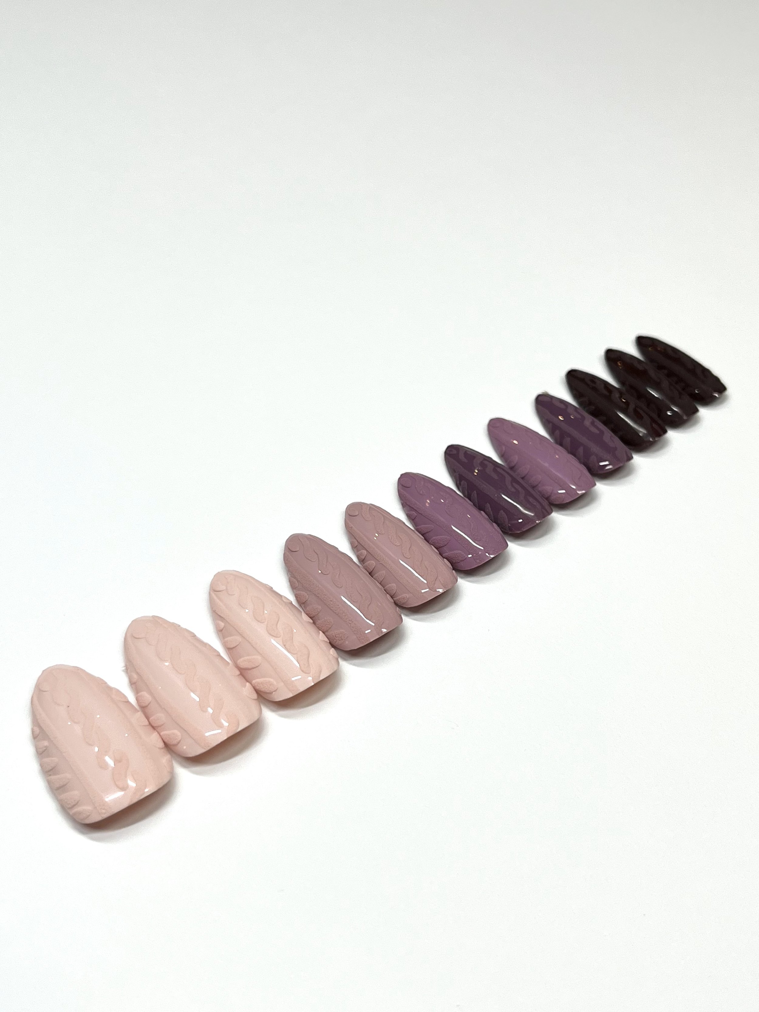 Purple Knit Sweater Apres Gel-X Press Ons (Almond Medium)