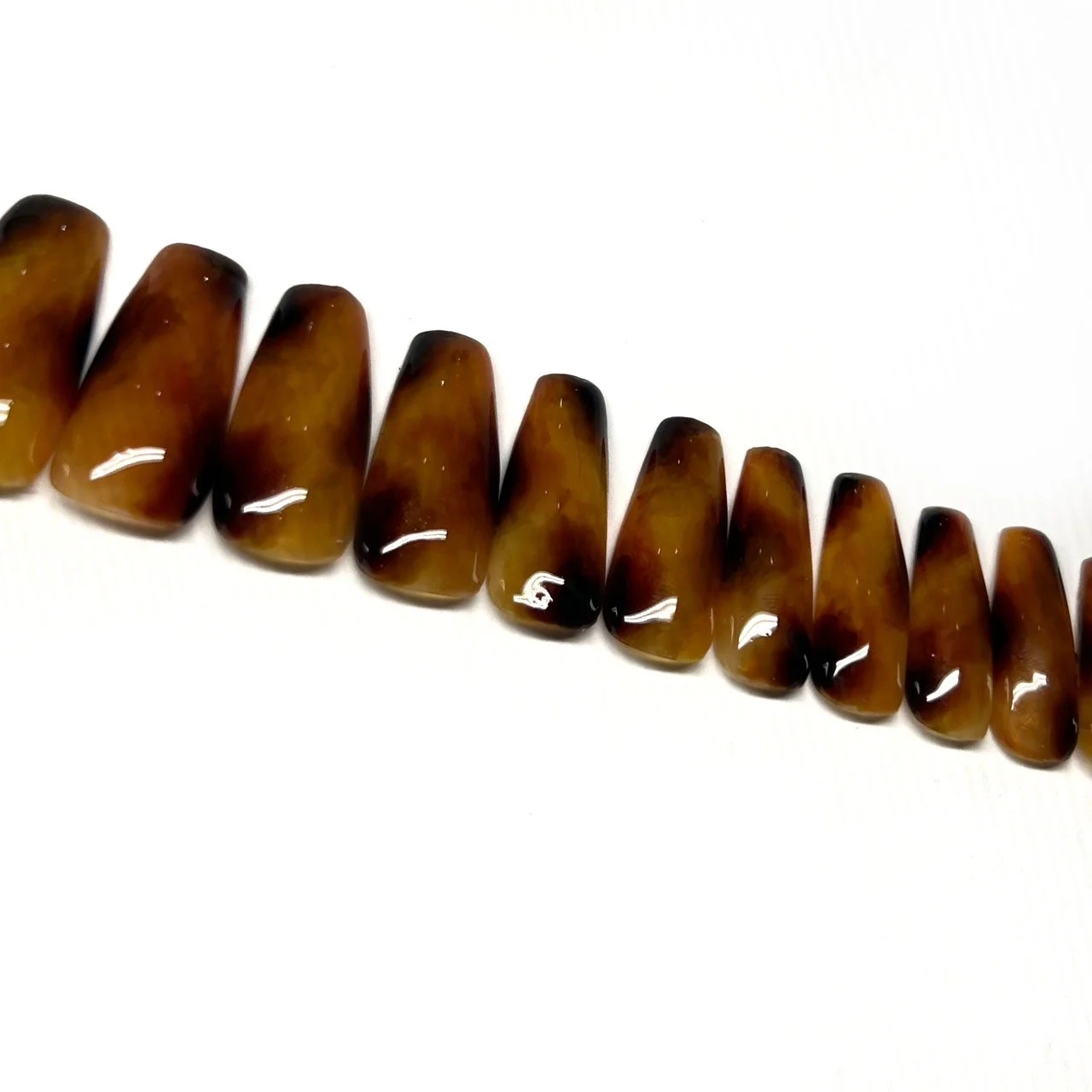 Tortoise Shell Apres Gel-x Press-ons (Coffin Medium)
