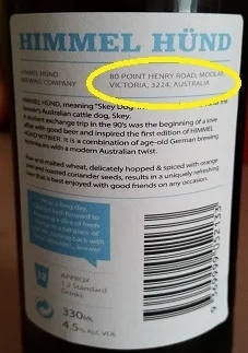 Our witbier label states where it is brewed and also mentions any "unusual" ingredients apart from hops, malt or yeast in the description