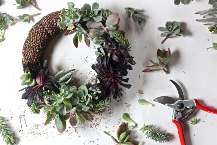 Succulent wreath via Gardenista.com