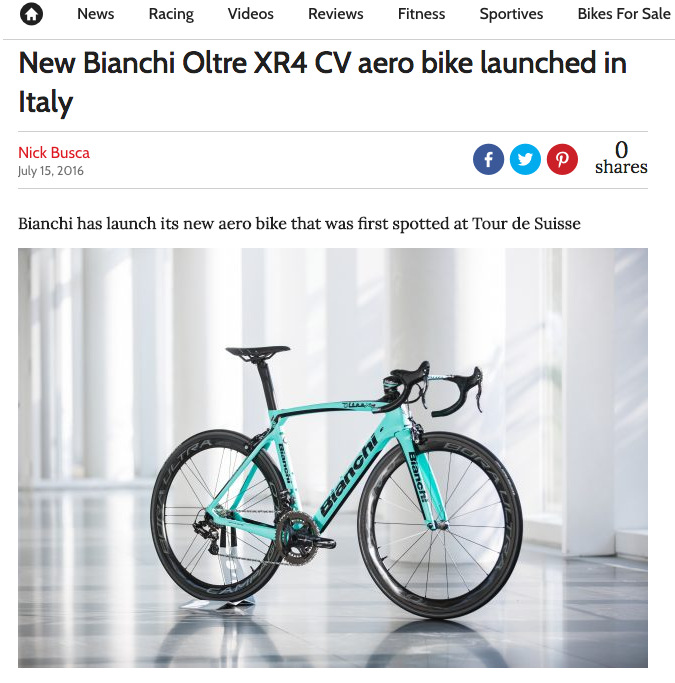 New Bianchi Oltre XR4 CV aero bike launched in Italy 
