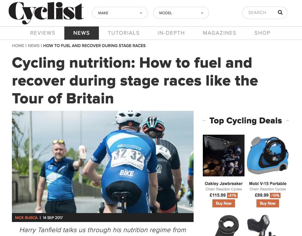 Nutrition at the Tour of Britain