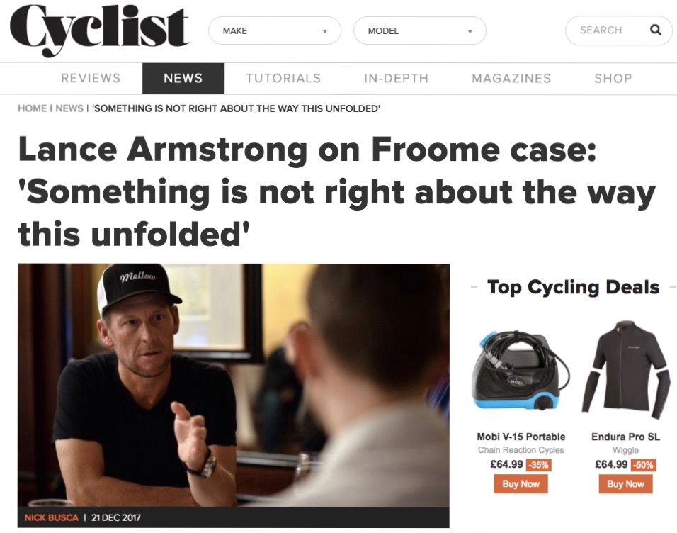 Lance Armstrong on Chris Froome 