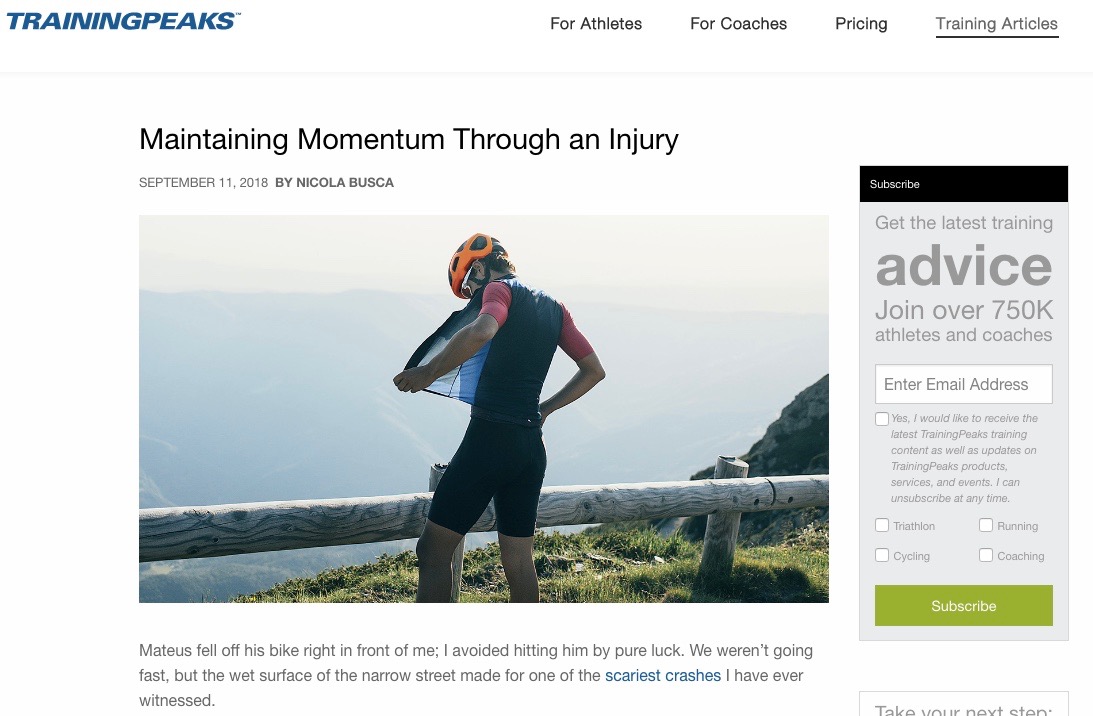 Maintaining Momentum Through an Injury