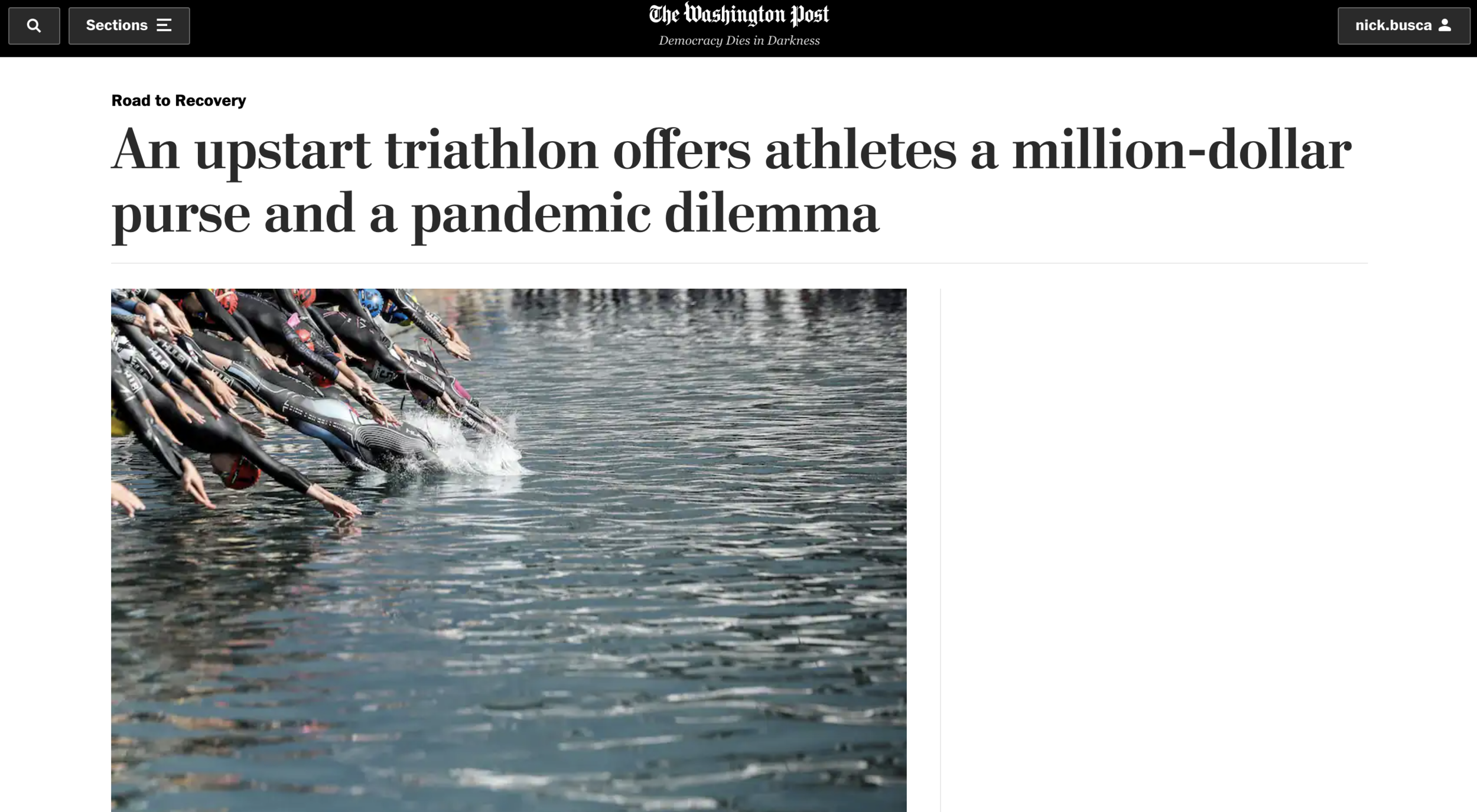 An upstart triathlon offers athletes a million-dollar purse and a pandemic dilemma