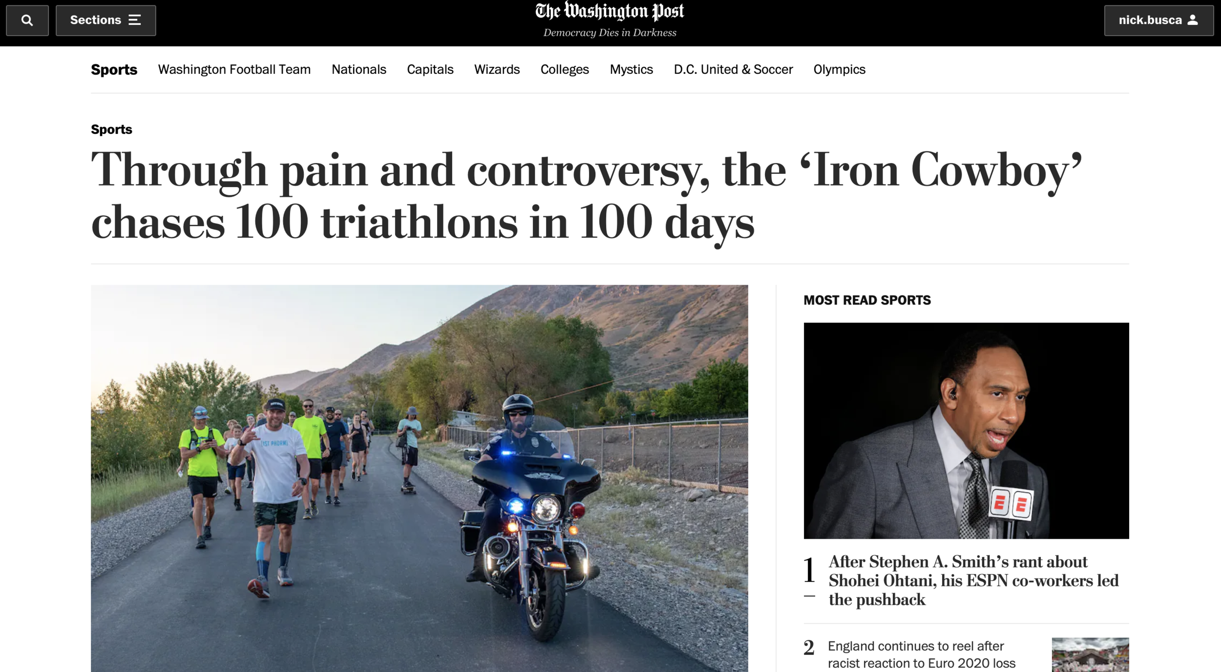 Through pain and controversy, the ‘Iron Cowboy’ chases 100 triathlons in 100 days